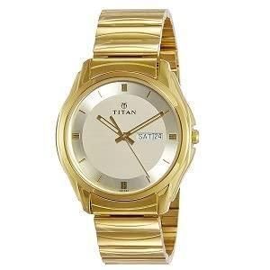 Titan Analog Watch with Day and Date-Golden